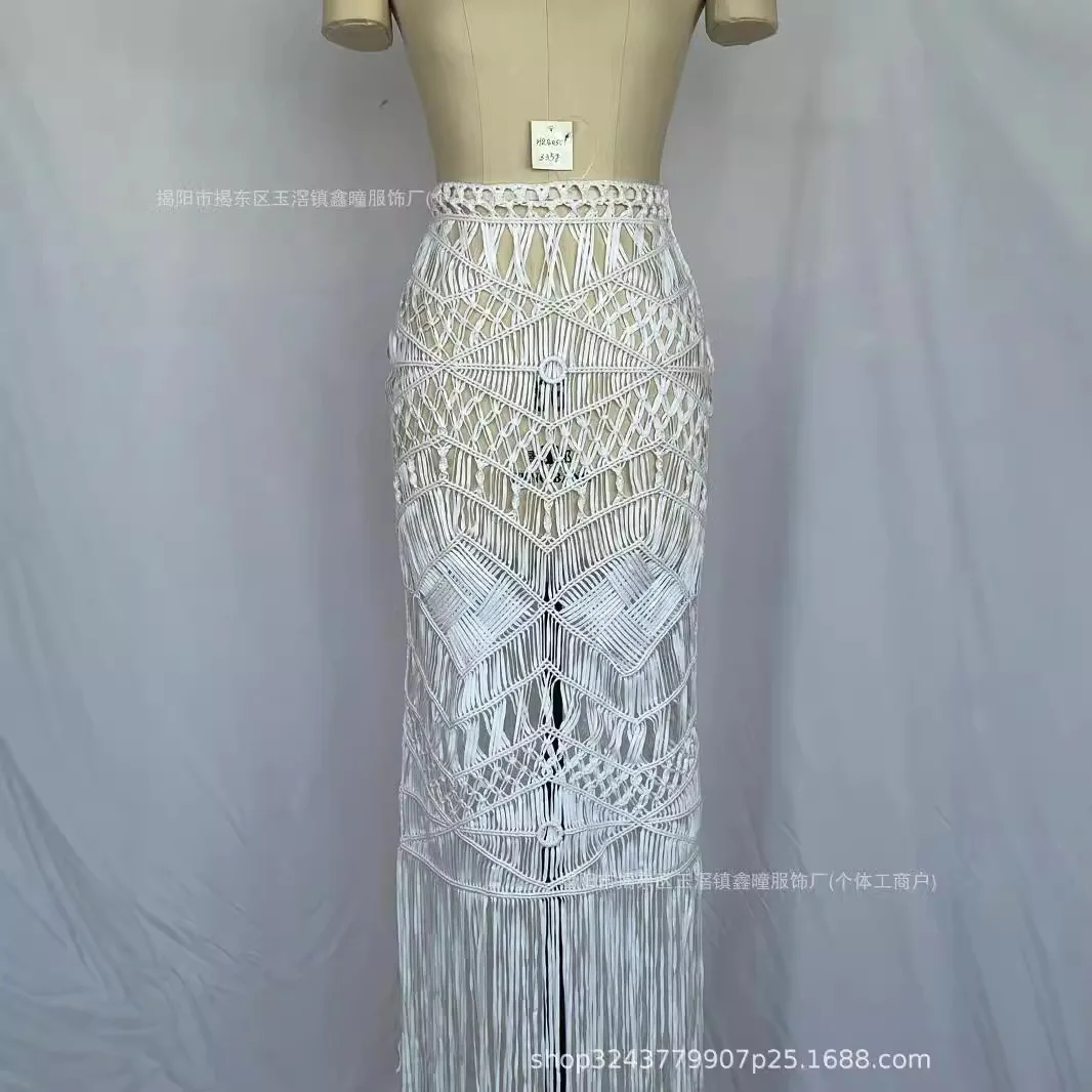 H240501 Hand-Woven Intangible Cultural Heritage Bohemian Fashion Cut-out Design Banquet Ball Skirt Haute Couture Style