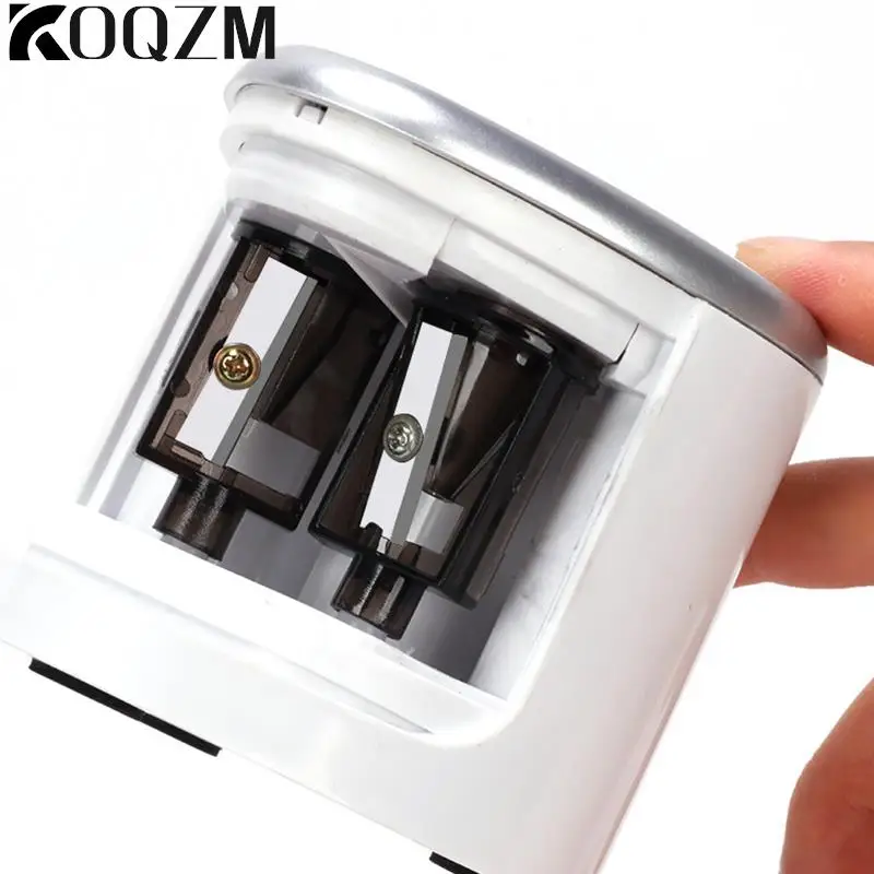 2PCS Multifunctional Automatic Two-hole Electric Switch Pencil Sharpener Spare Blades Home Office Pencils Art Drawing Supplies