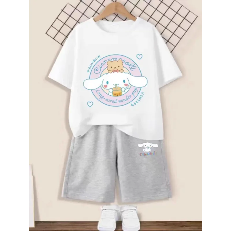 Sanrio New Cinnamoroll Babycinnamoroll Girls' Pajamas Casual Cartoon Pure Cotton Short Sleeve Short Pants Two-Piece Pajamas