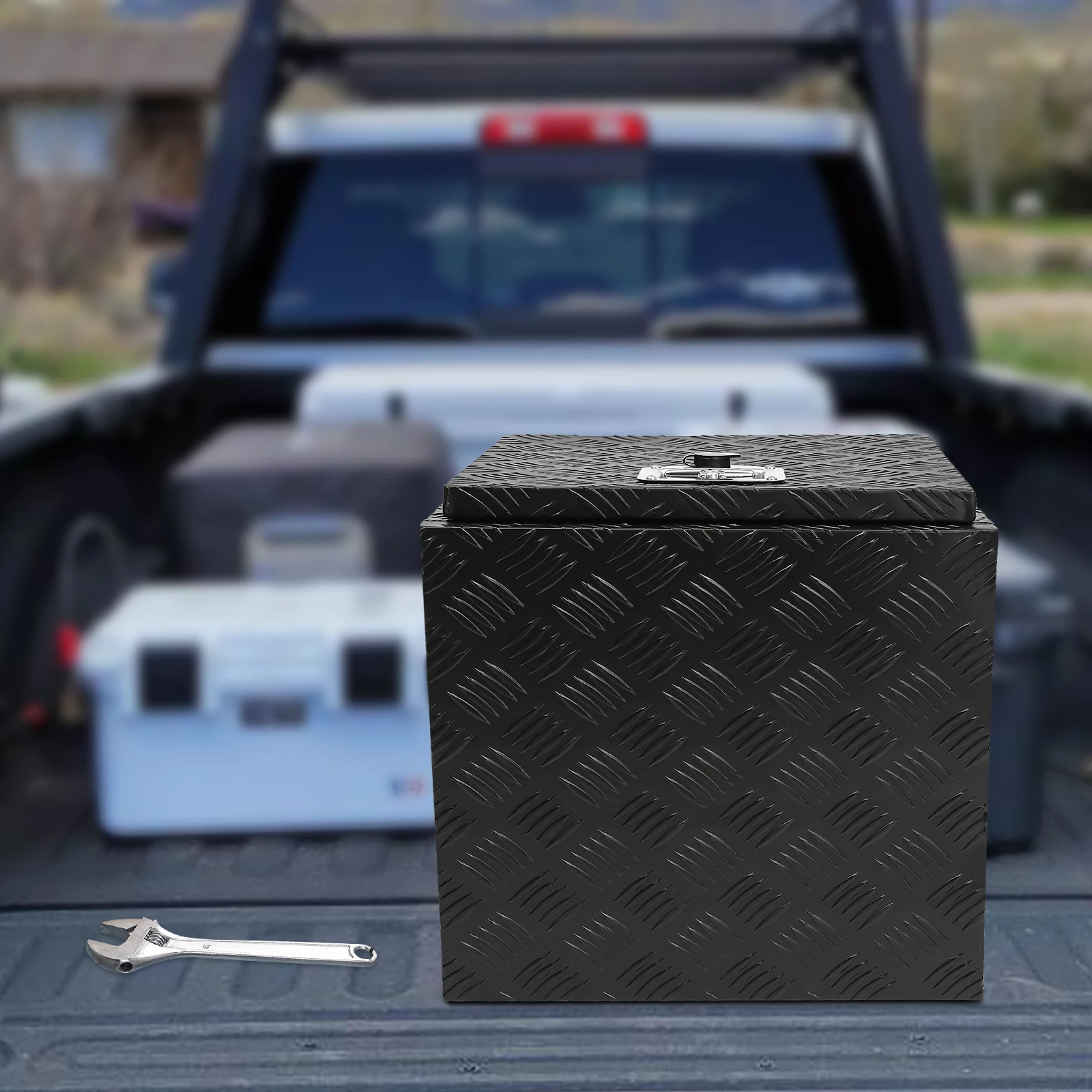 18"X17" X18 "Heavy-Duty Aluminum Tool Truck Bottom Box, Truck Trailer Storage And Locking-