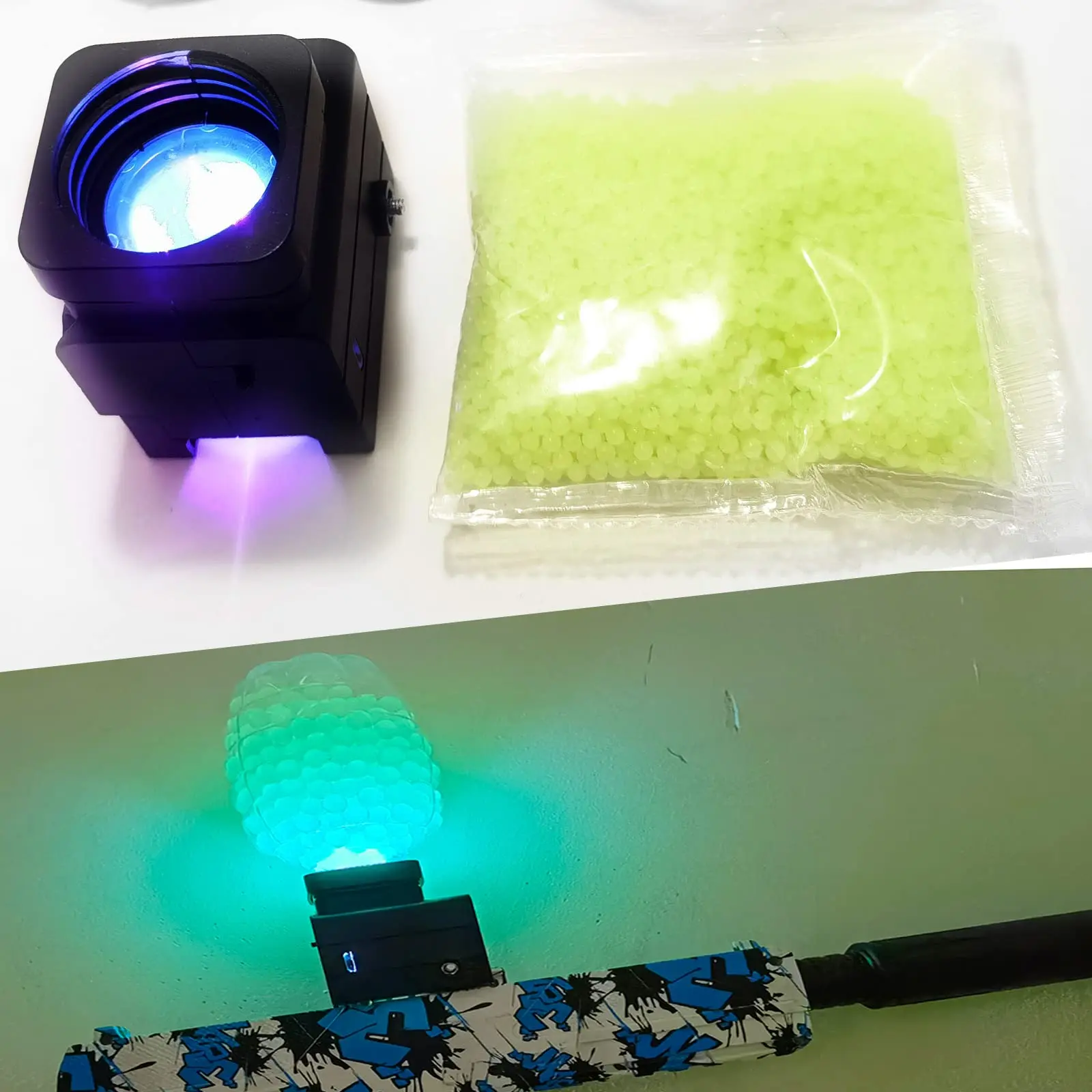 Glow in The Dark Activator Hopper & Feedneck per illuminare munizioni per pistola a sfera in Gel per Splatter Ball Blaster Night Outdoor Game