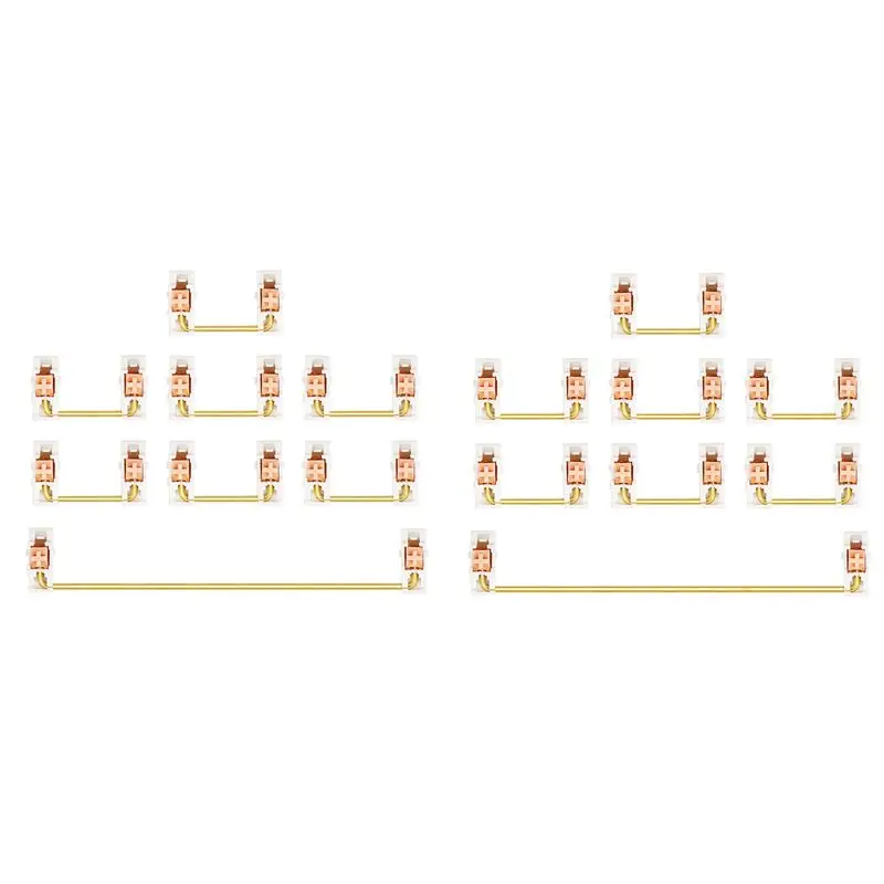 N36R-Gold Plated Plate Mounted Stabilizer For Custom Mechanical Keyboard 2U 6.25U (2+14, White Pink)
