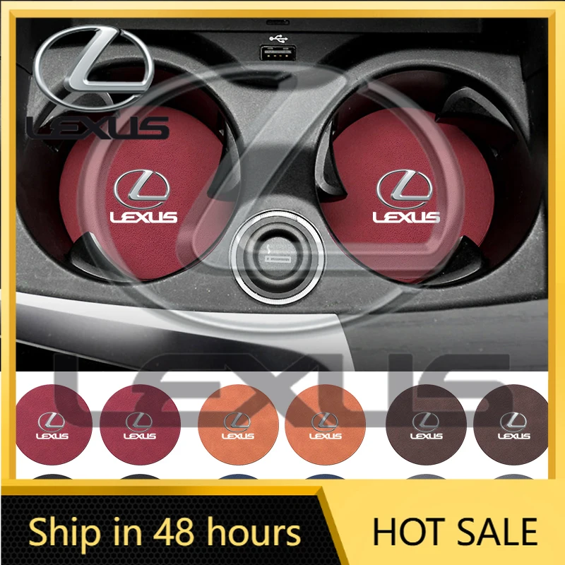 

2026 Hot Interior Stickers 2pcs Car Coaster Water Cup Holder Anti-Slip Pad Suede Accessories For Lexus ES300 RX330 RX300 GS300 I