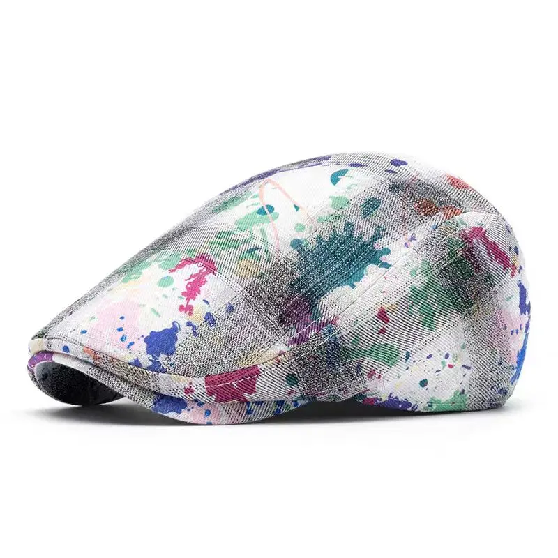 

Spring and Summer Cotton Print Newsboy Caps Men Flat Peaked Cap Women Painter Beret Hats