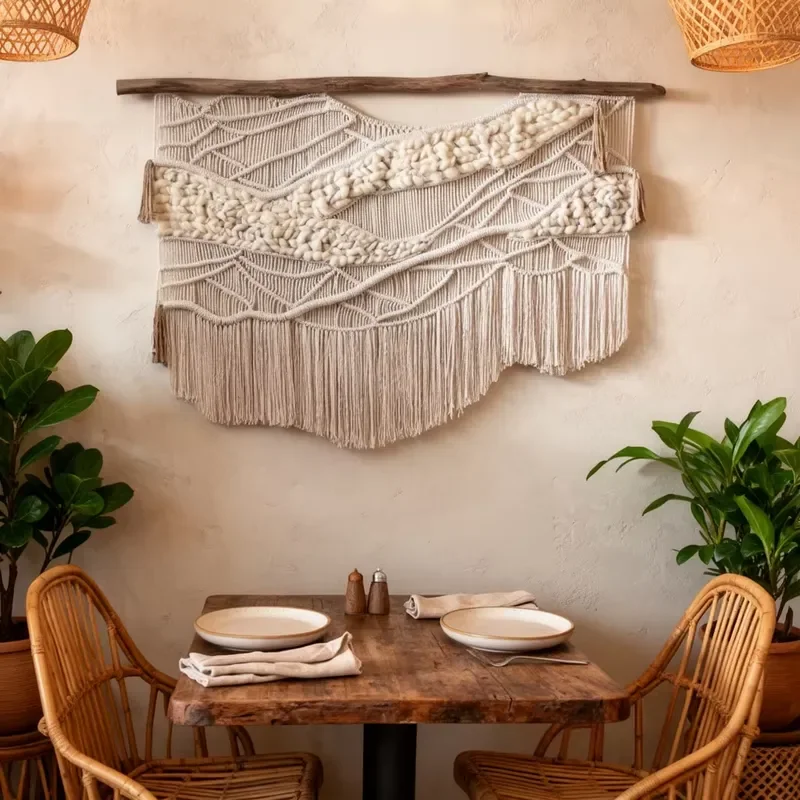 Decoração de Parede Vertical em Macramê de Algodão Reciclado, Estilo Art Déco, para Casa, Hotel, Casamento e Presente de Aniversário para Amigos