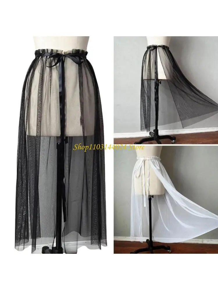 

N5KE Тюлевая верхняя юбка со шлейфом и многослойным наложением, длинные юбки-пачки длиной до пола, съемная свадебная юбка со для