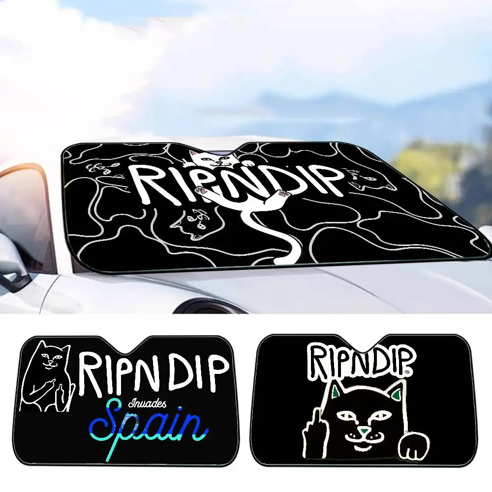 

Автомобильный солнцезащитный козырек с логотипом Cat R-Ripndip, солнцезащитный козырек на окно автомобиля, солнцезащитный крем, передний капюшон, внутренняя передняя перегородка, двойное кольцо, солнцезащитный козырек