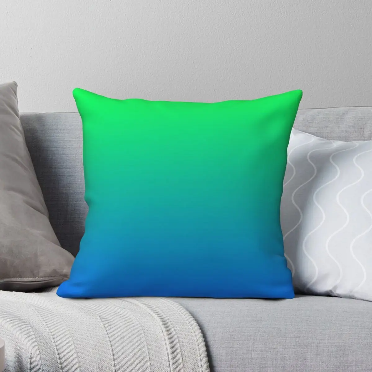 Earth Color Gradient Green Blue Pillowcase Polyester Linen Velvet Printed Zip Decorative Home Cushion Cover