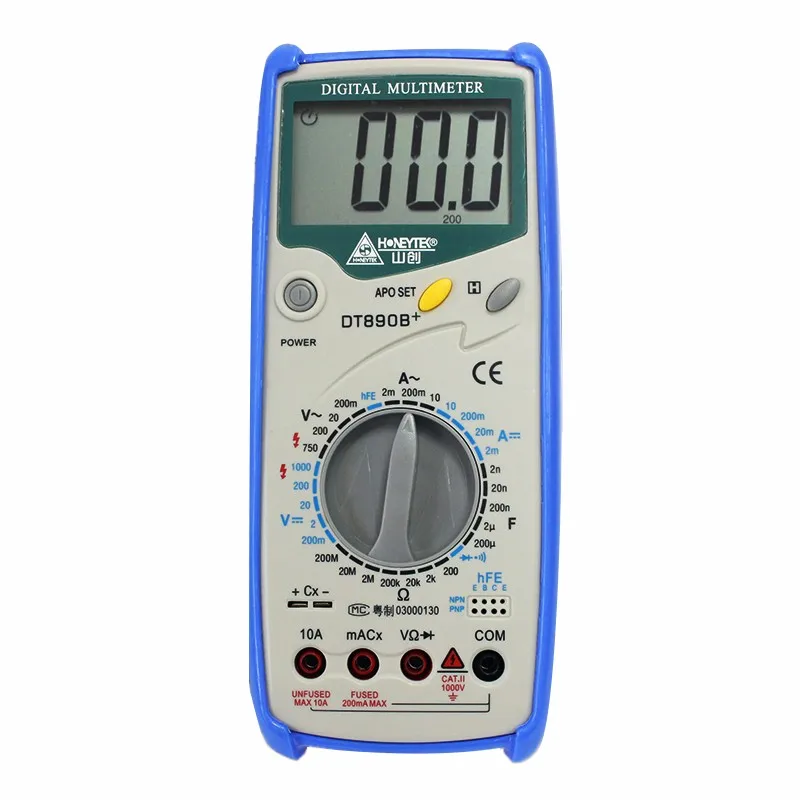 

DT890B+ Мультиметр Всемогущий стол против беспокойства может измерять емкости переменного/постоянного тока/транзистора