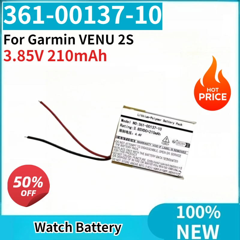 

High Quality New 3.85V 210mAh 361-00137-10 Smart Watch Battery for Garmin VENU 2S Replaceable Battery