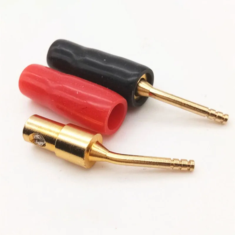 1/2 pairs 2mm Banana Plugs Adapter Gold-plated Copper Speaker Audio Wire Cable Connector bent terminal Pin Plugs Red Black c1