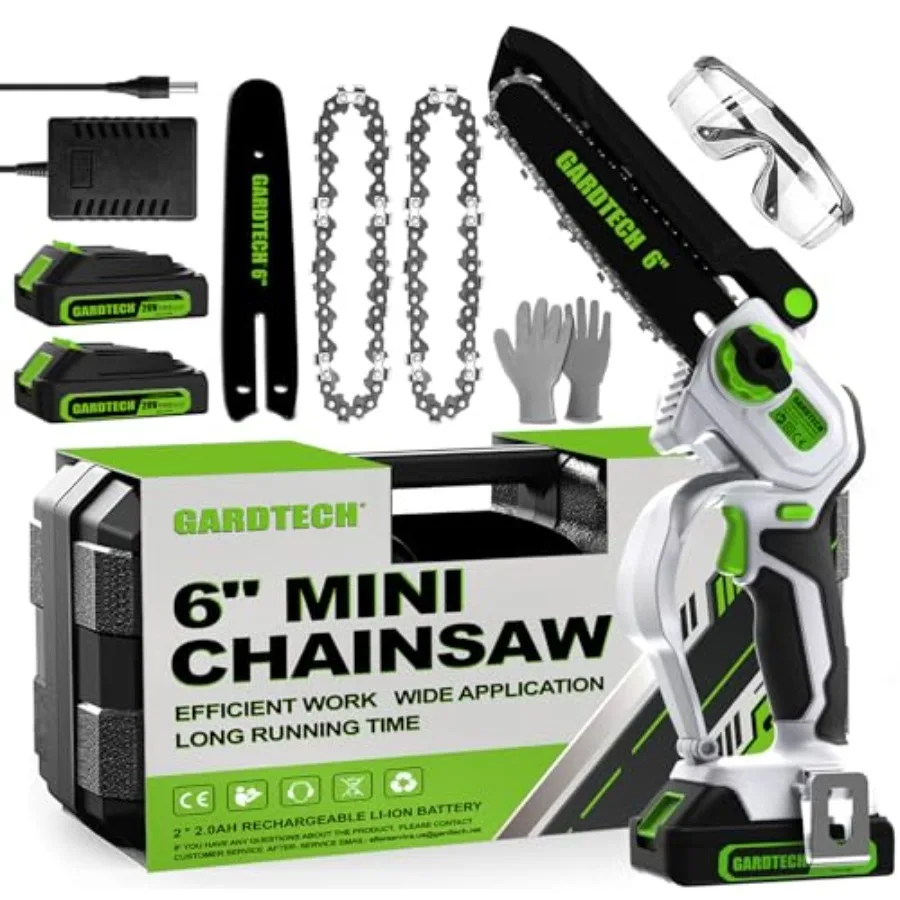 

Mini Chainsaw Cordless 6 Inch - Portable Electric Chainsaw Cordless Battery Powered Handheld Small Chain Saw with 2-side Securi