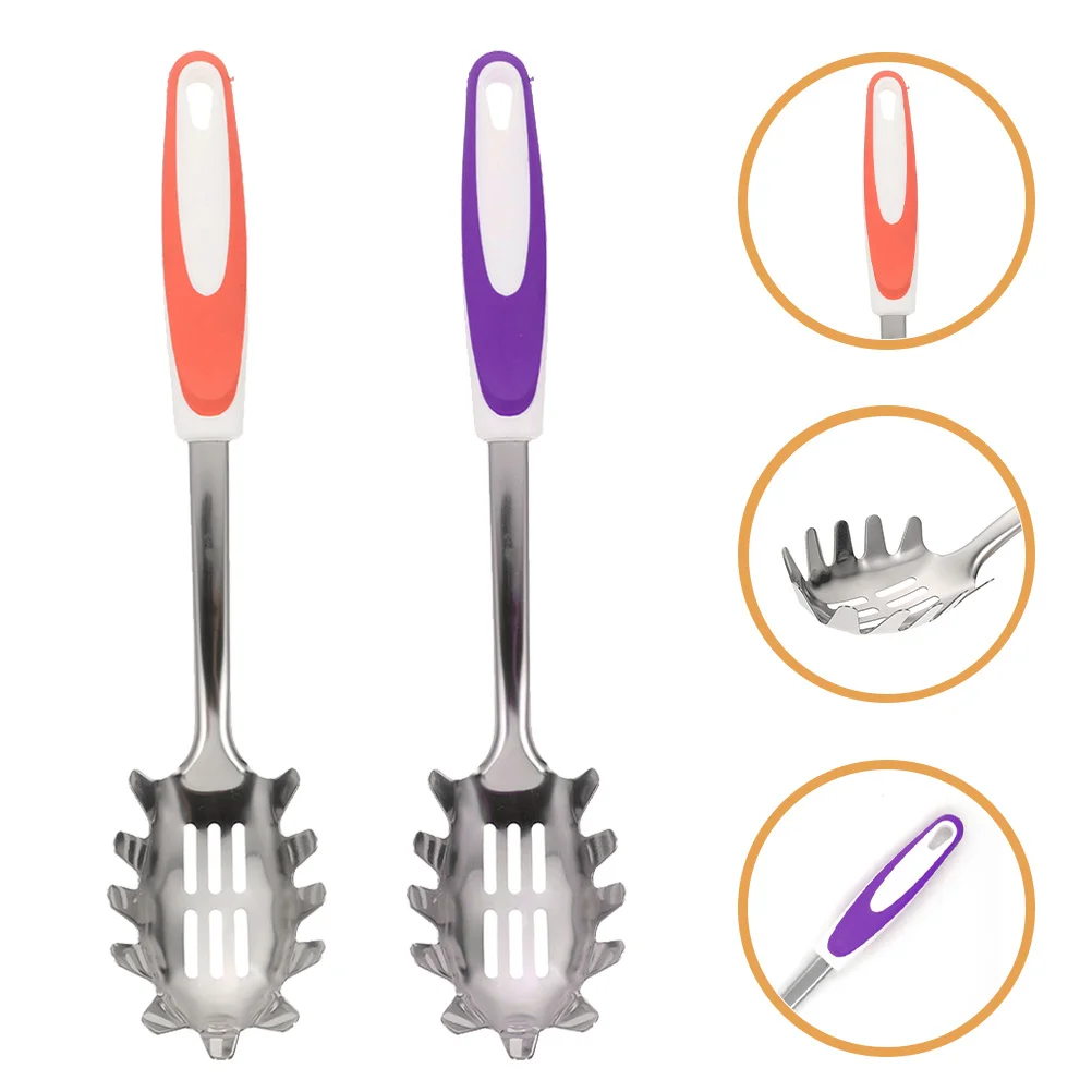 

2pcs Anti-Slip Powder Claw Spaghetti Server Stainless Steel Noodle Spoon For Pasta Dumplings Eggs Strainer Ladle Kitchen Tools