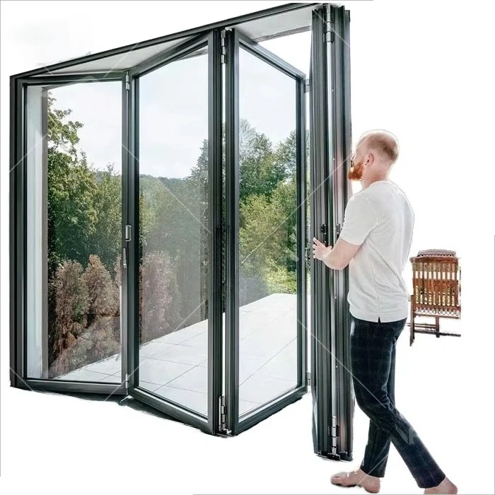 

Factory Sale Plastic-Steel Glass Bi-Fold Patio Doors Tempered Glass Sliding Door Bifold Door