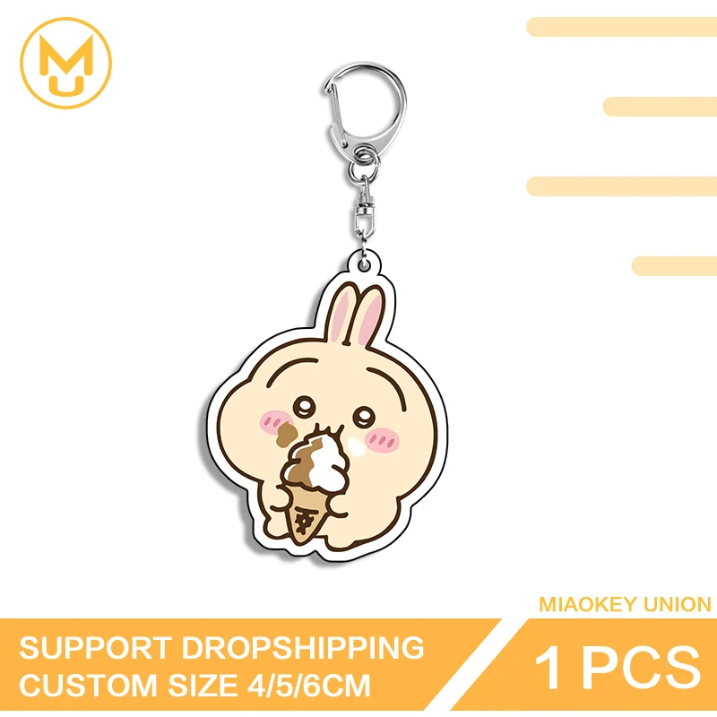 Bunny Throw Things Amusing Car Keychain Acrylic Fantastic Double Sided Key Chains Charming Hot Selling For Gifts Parties Crafts