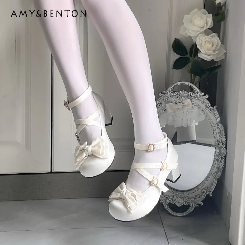 الأصلي لوليتا أحذية لوليتا أحذية عالية الكعب مزاجه أنيقة الساتان الباليه نمط الأميرة أحذية 5 سنتيمتر بلون تنوعا #5