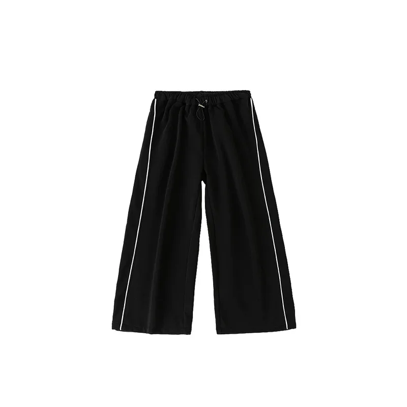 Ropa de Hip Hop Kpop para chico, camiseta corta a rayas negras con cremallera y cuello simulado, pantalones de chándal anchos informales para niña, ropa de traje de baile