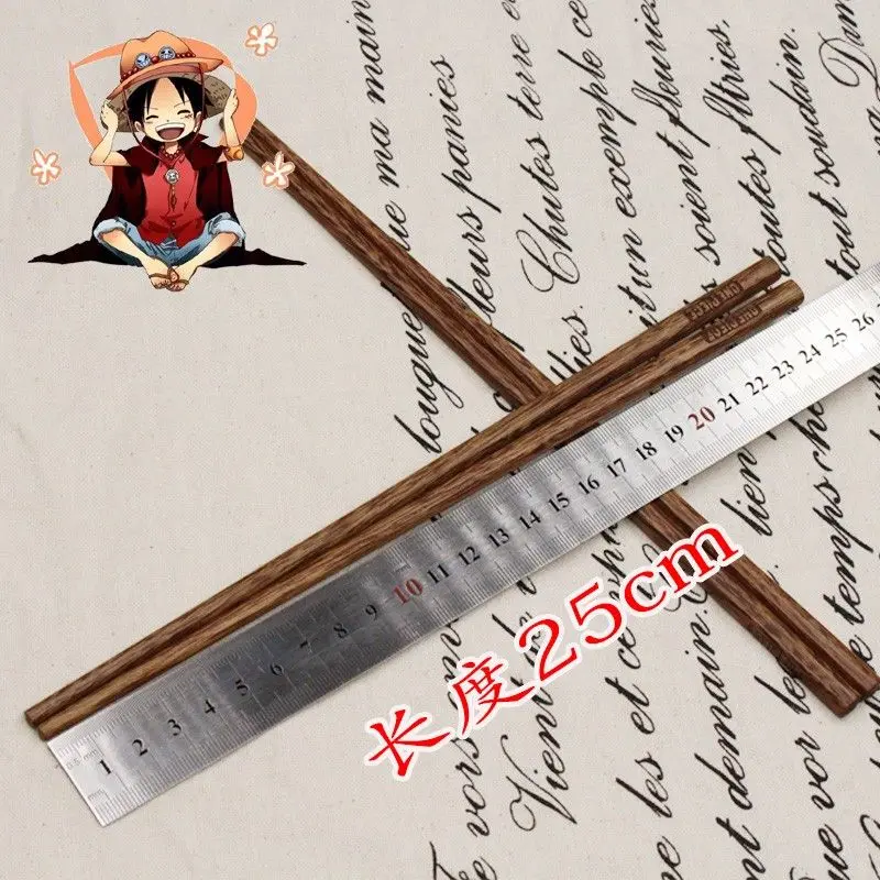 One Piece Chopsticks Straw Hat Luffy Solid Wood Chopsticks Logo Two-Dimensional Creativity Anime Peripheral Gifts New