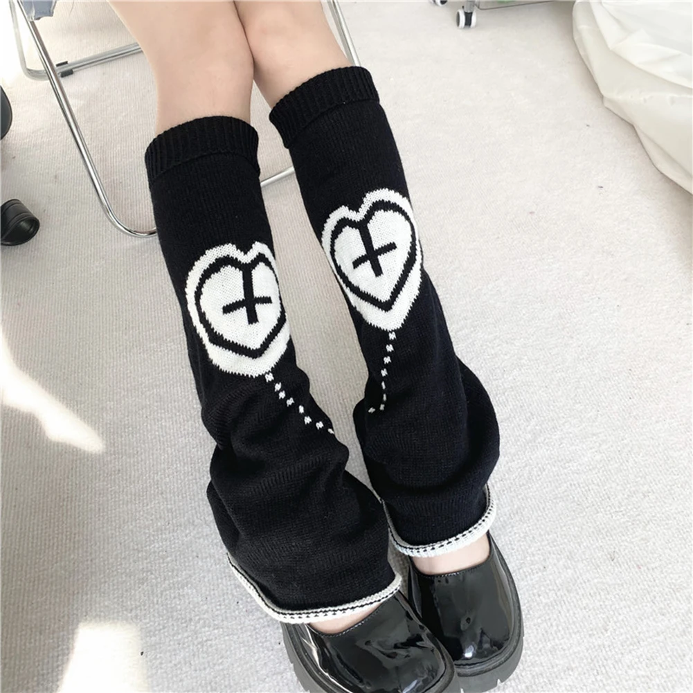 Women Knitted Leg Warmers Cute Heart-shaped Reversible Long Leg Warmers Winter Warm Leg Warmers Gifts For Girls Women