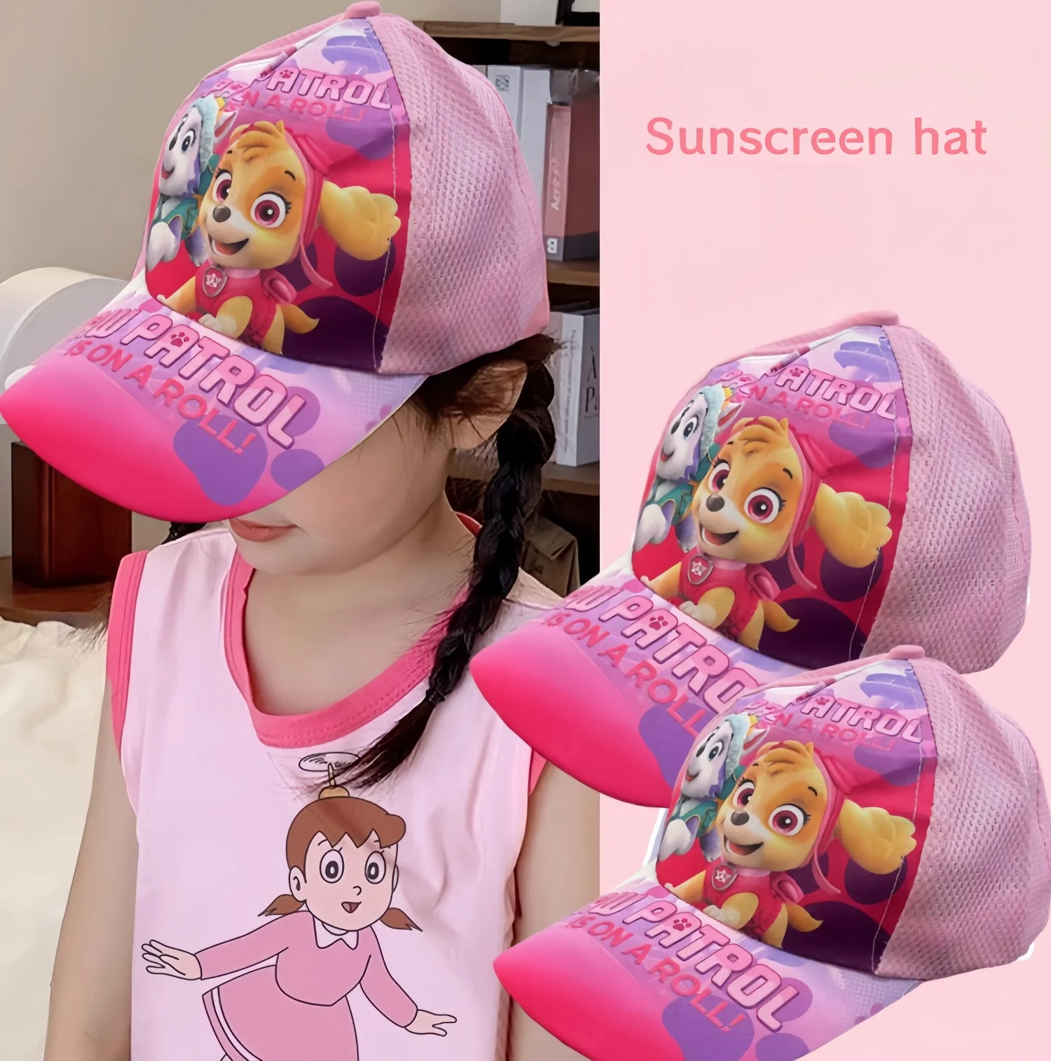 Paw Patrol Cartoon Baseball Caps Skye Print Peaked Cap Adjustable Hip Hop Sports Mesh Sun Protection Sun Hat Kids Birthday Gift