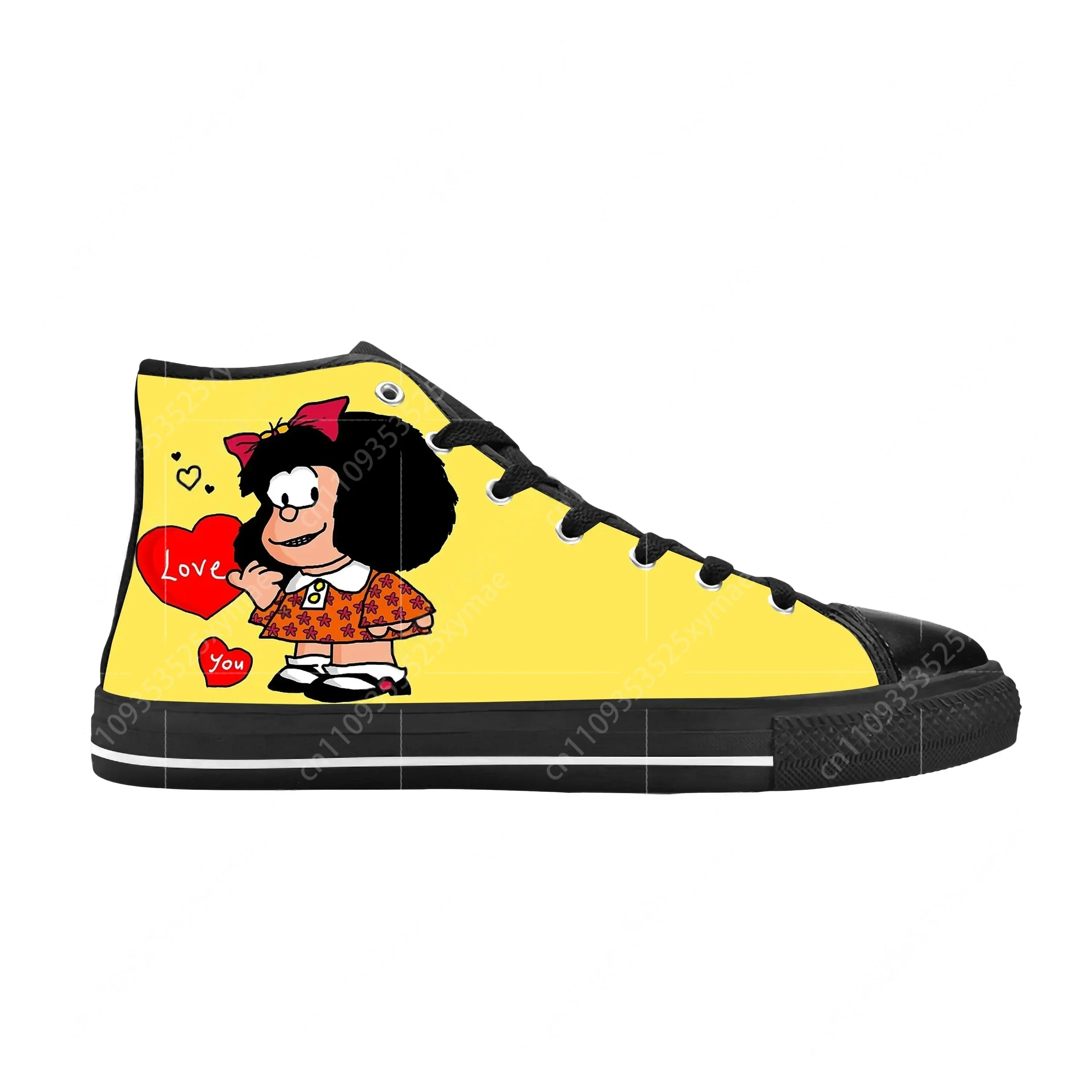 

Hot Mafalda Anime Cartoon Comic Manga Cute Funny Casual Cloth Shoes High Top Comfortable Breathable 3D Print Men Women Sneakers