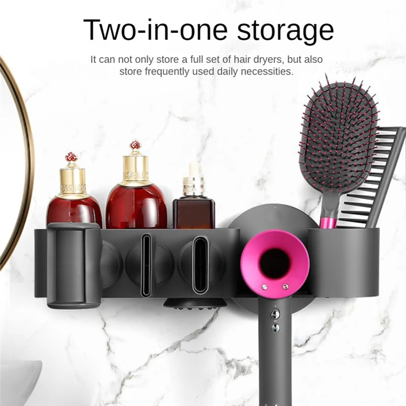 Wall Mounted Hair Dryer Holder - Blow Dryer Holder for Hair Dryer Stand Organizer Bathroom Storage Rack