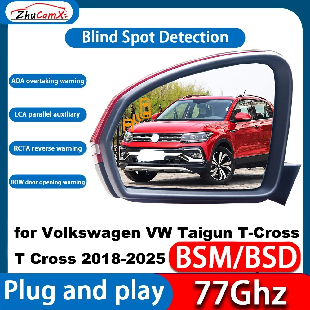 Sistema de Detección de Punto Ciego con Asistencia Lateral para Volkswagen VW Taigun T-Cross 2018-2025, BSM BSD, Onda Milimétrica de 77 GHz