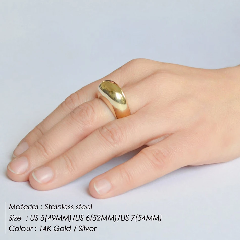 Minimalist Titanium Steel Smooth Curved Bread Ring for Women and Men Chunky Jewelry Punky Stylish Finger Wear image 5