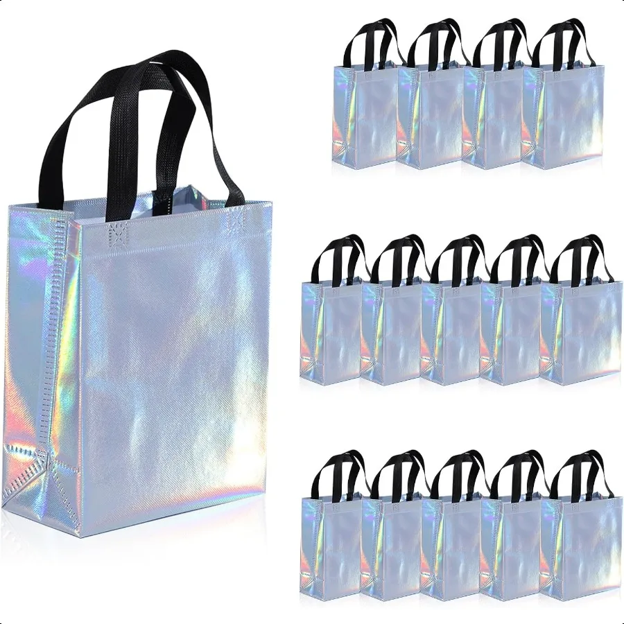 

15Pcs Reusable Gift Bags With HandlesIridescent Gift Bags Medium Reusable Shopping Bags With for Party Favor Bags Goodie Bags B