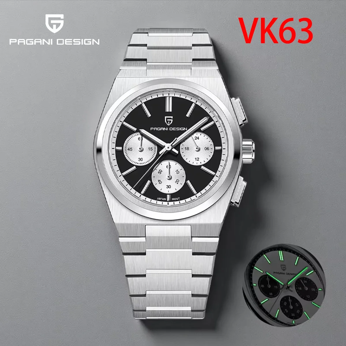 

Pagani Design 2025 New VK63 Men's Quartz Watch 40MM Top Sapphire Stainless Steel Waterproof 10Bar Reloj Hombre
