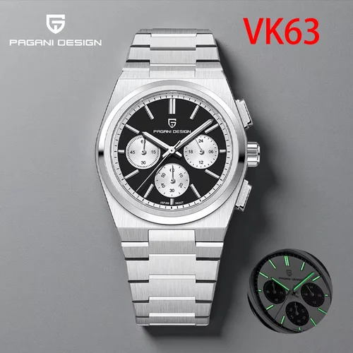 Pagani Design 2025 nuevo Reloj de cuarzo VK63 para Hombre 40MM superior zafiro acero inoxidable resistente al agua 10Bar Reloj Hombre