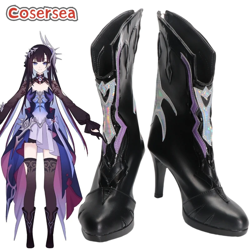 

Cosersea Hysilens Cosplay Shoes Game Honkai: Star Rail Hysilens High Heel Halloween Black PU Leather Cosplay Shoes Cosplay Boot