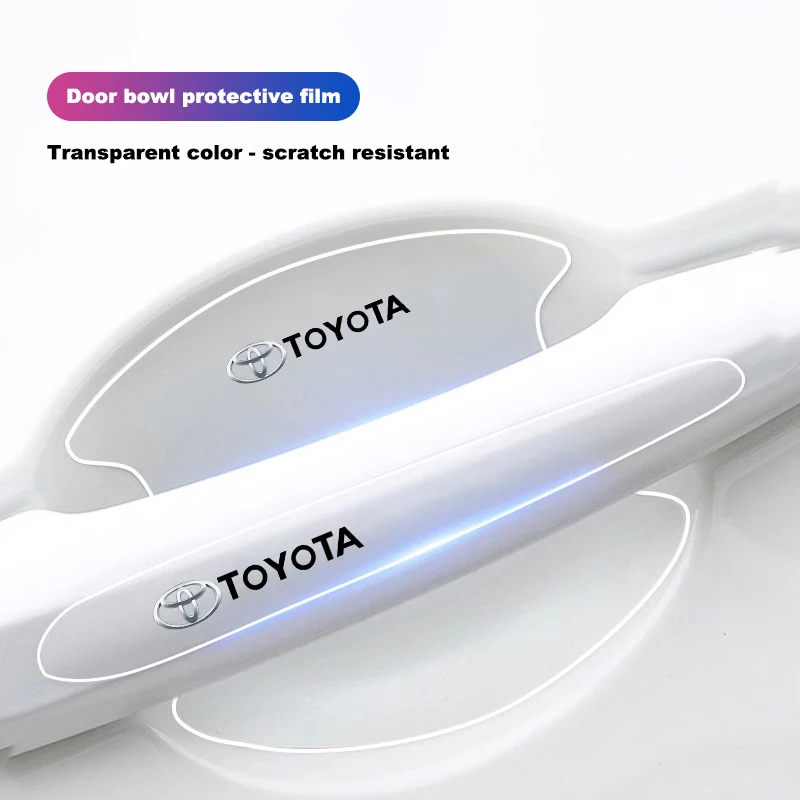 

8 шт., защитные наклейки на дверные ручки автомобиля, прозрачные наклейки для Toyota Corolla Yaris Aygo Prius CHR Camry Auris Avensis Land Prad