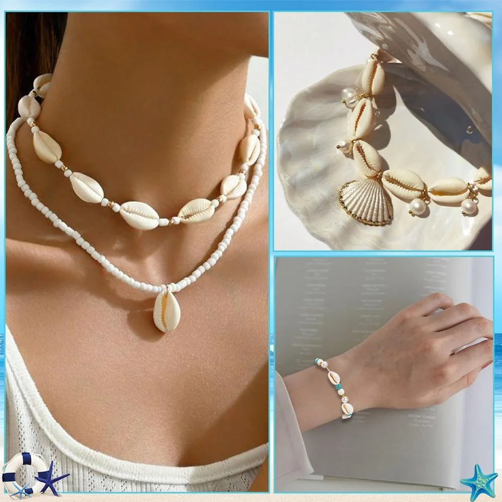 9/30/60pcs white shell shaped beads, can be used for DIY bracelet, necklace, jewelry making