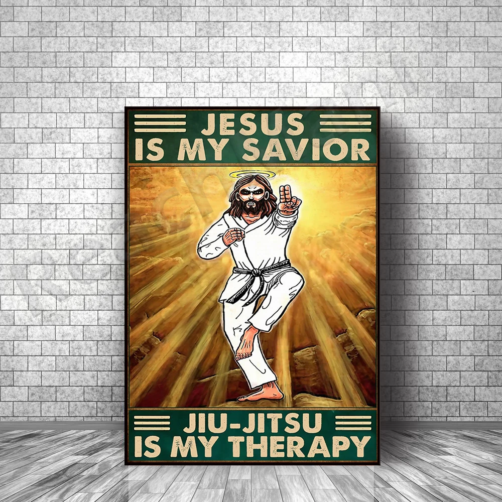 

christian jesus is my savior jiu jitsu is my cure poster jiu jitsu martial arts home life decoration poster