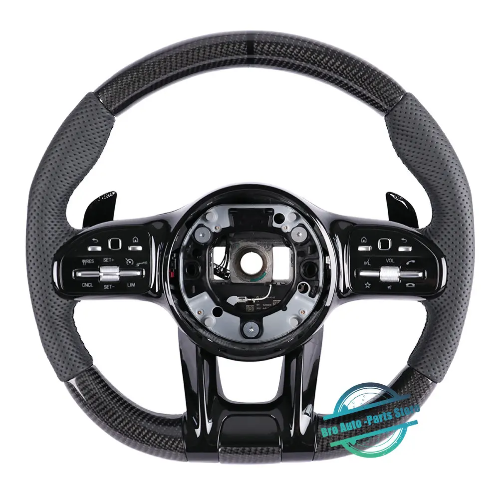 FOR Mercedes-Benz C- E- S- G-Class Multi-Function Steering Wheel Assembly Leather Deerskin Perforations  Carbon Fiber Material