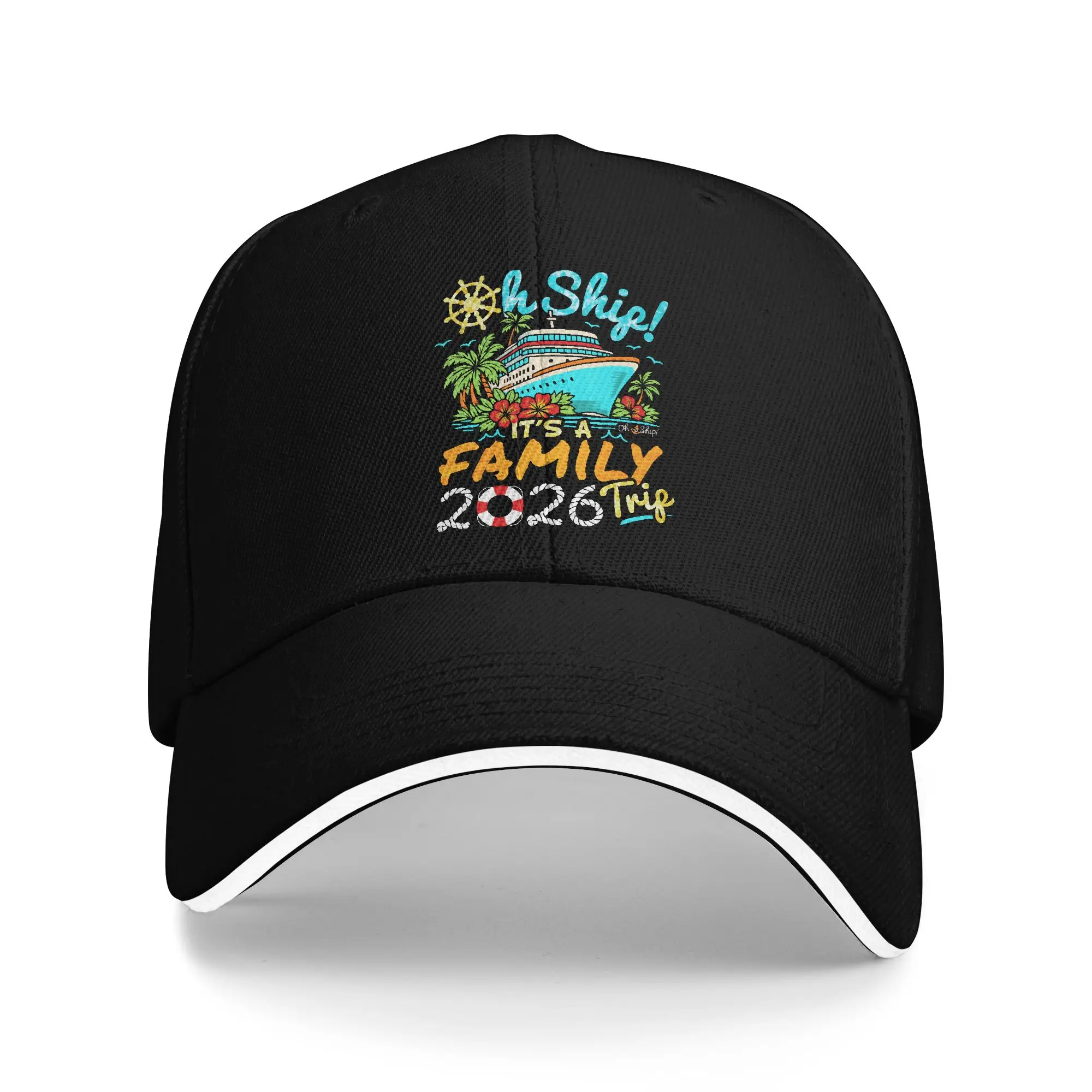 

Бейсболка «Oh Ship It's a Family Trip 2026» летняя унисекс для подростков, дизайнерская кепка-тракер, солнцезащитная, для активного отдыха и спортзала