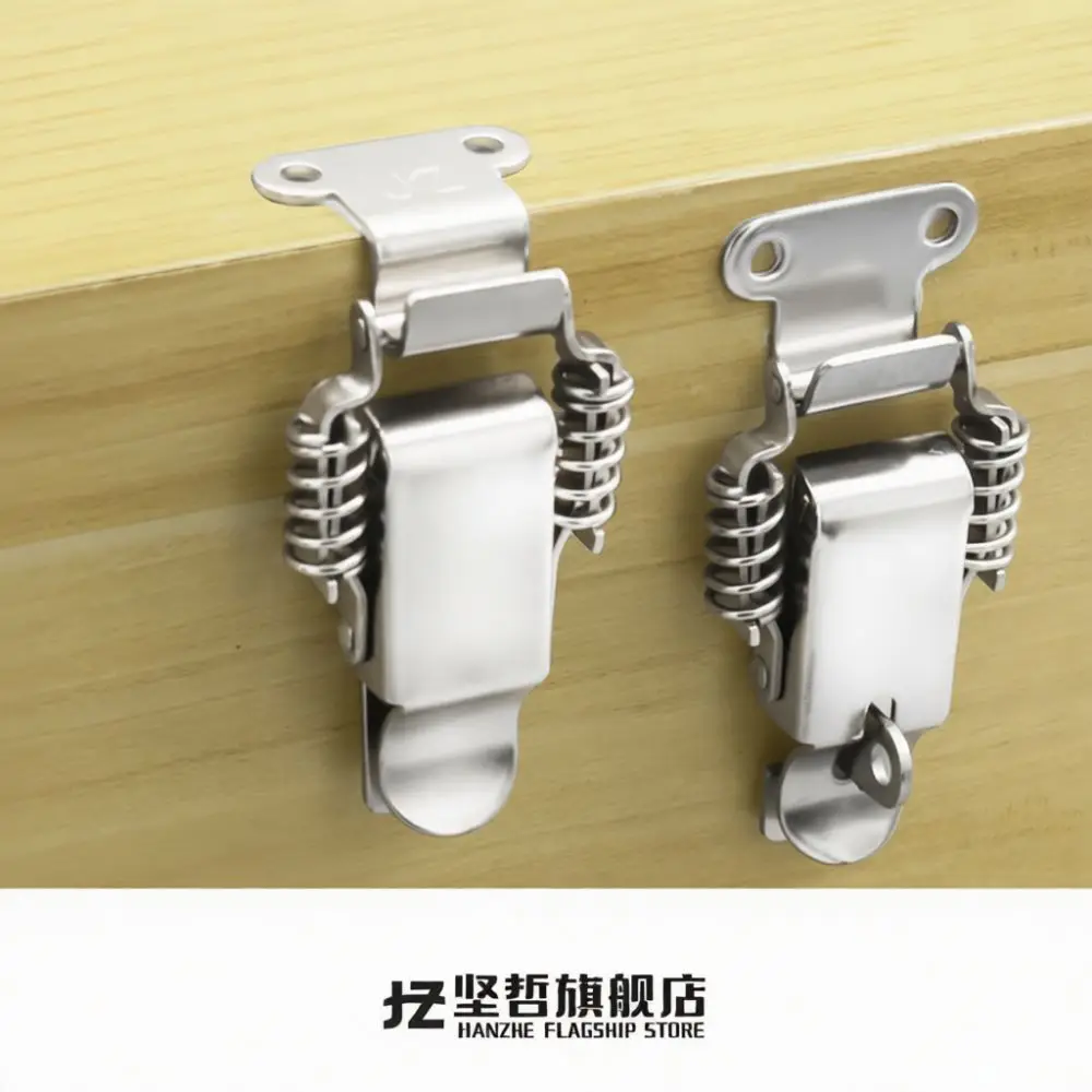 304 Stainless Steel Toggle Hasp Double Spring Loaded 90 Degree Flat Cabinet Industrial Toolbox Equipment Hardware