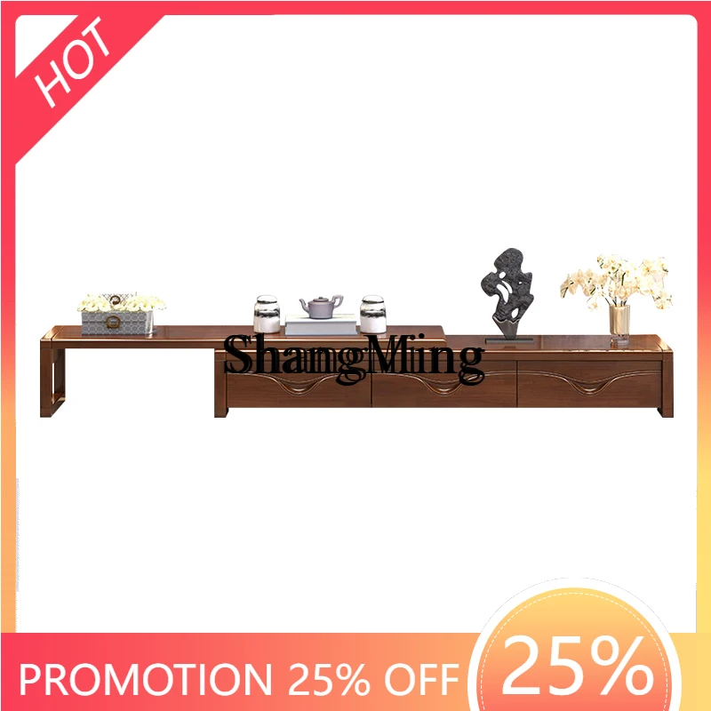

ZYY Household High Value Solid Wood Retractable TV Cabinet Modern Chinese Living Room Household Solid Wood TV Cabinet