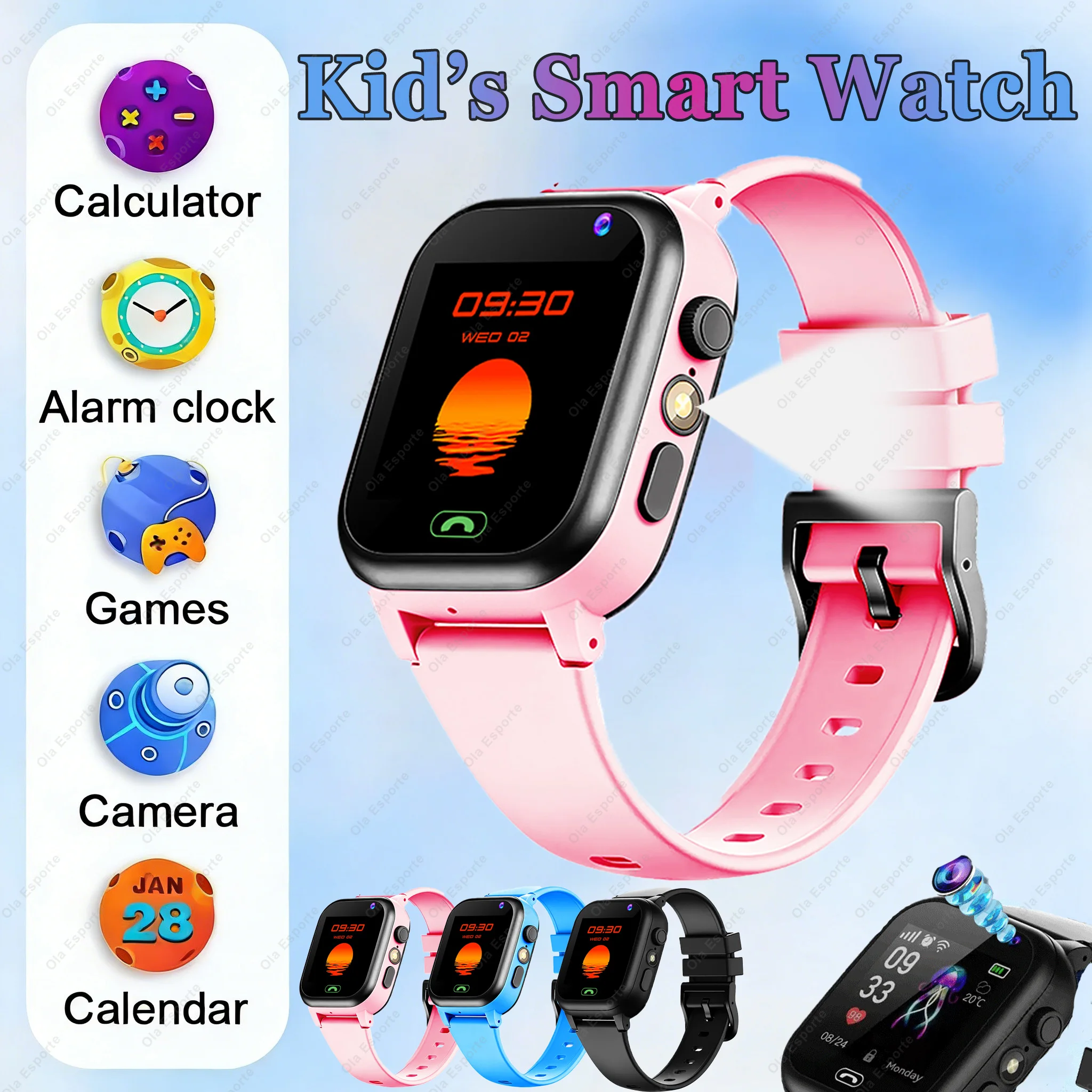 

Kids Smart Watch For Boy and Girl Multi-Function Sleep Monitoring Alarm Clock Game Watch SOS Waterproof HD camera Smartwatch