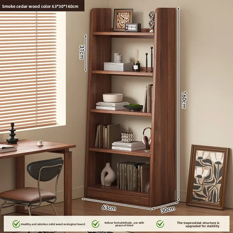 Multi-functional Medieval style bookshelf Vertical multi-layer trapezoidal storage cabinet Floor shelf bookcase