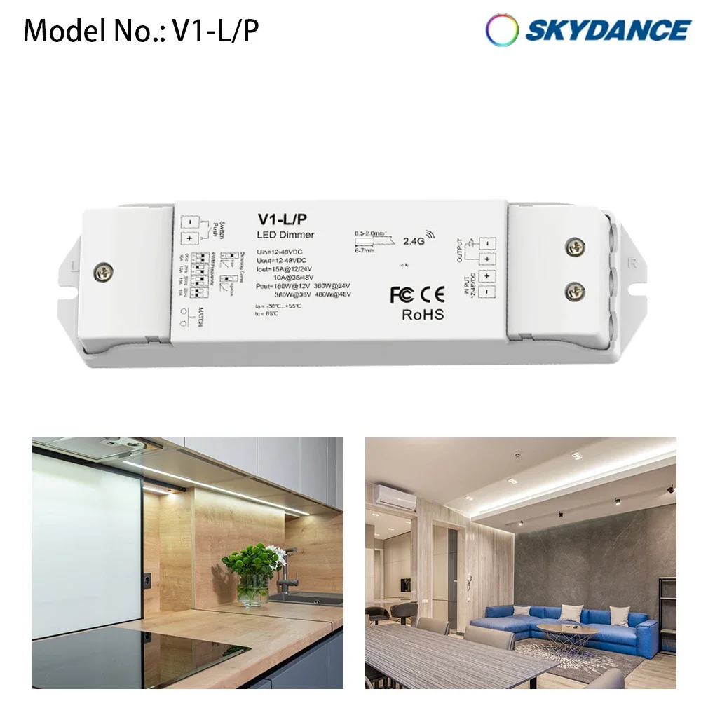 DC12-48V V1-L/P  CV PWM Dimmer Push-Dim Automatic Forwarding Pair 10 Remote Connect Self-Reset Switch single color Controller