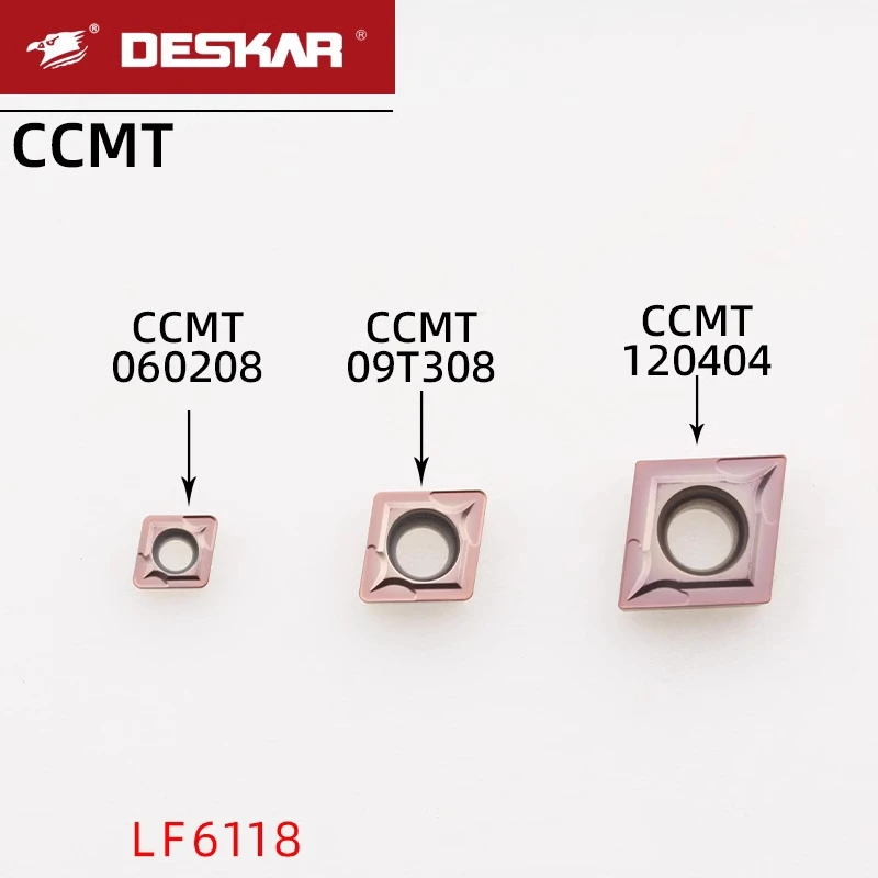 

10pcs Deskar Ccmt060202 Ccmt060204 08 Ccmt09t304 Ccmt120404 Lf6118 Carbide Inserts Lathe Cutting Cutter Turning Tools