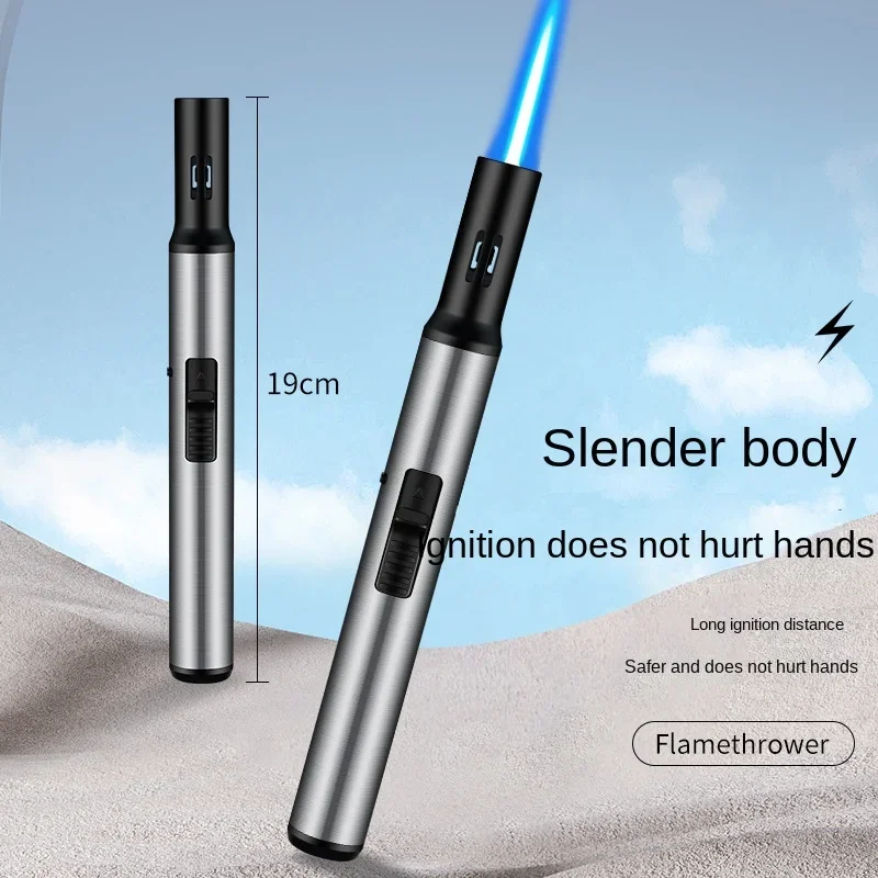 The New Pen Test Goes Straight To The Blue Flame Windproof Lighter Portable Barbecue Cigar Baking Welding Flame Gun Lighter