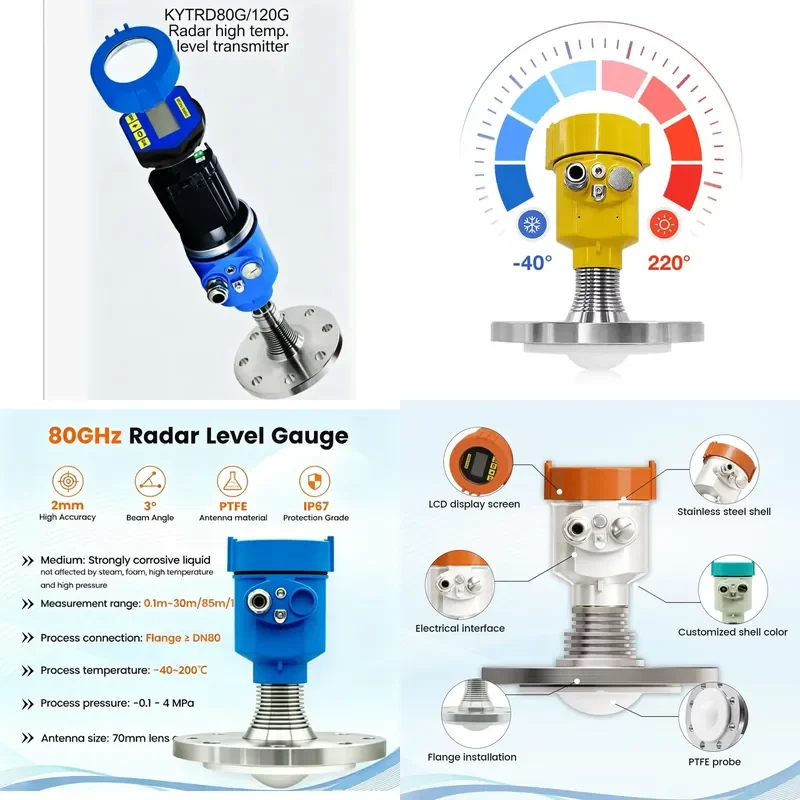 Radar Level Sensor Non-contact/contact Measurement Optional, Non-clogging, Non-snagging, and Non-corrosive