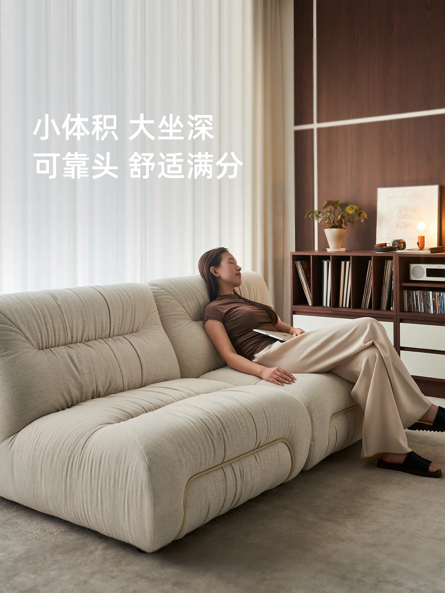Fabric sofa small living room medieval Bauhaus module combination bedroom single leisure chair