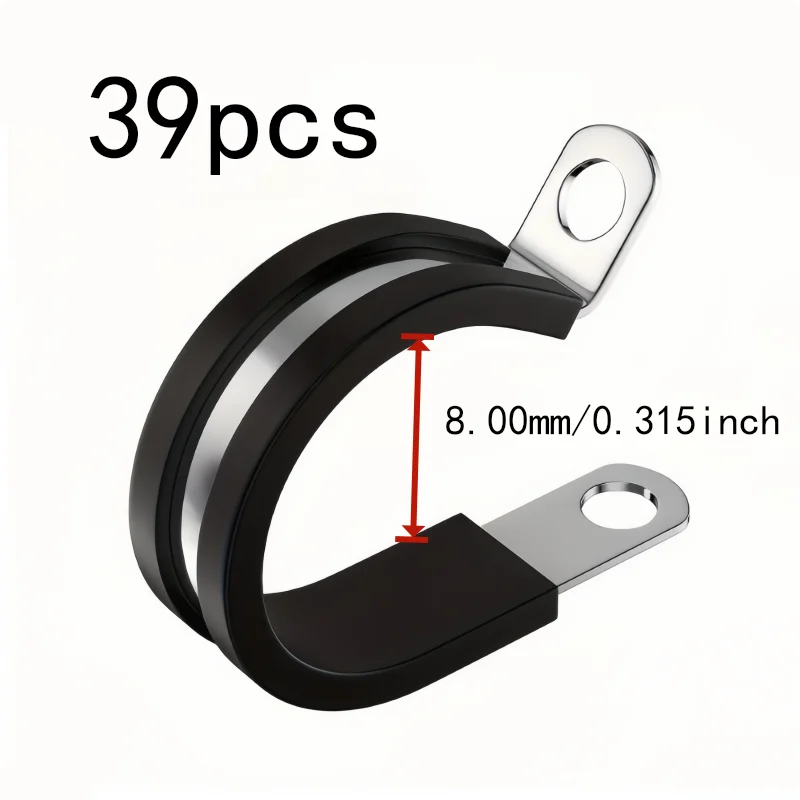 39 pcs M8 Stainless Steel Hose Clips, Rust Resistant Anti-Corrosion, suitable for HVAC Pipe Installation