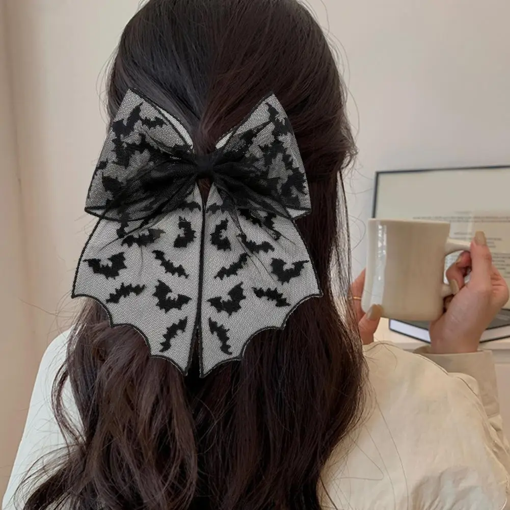 Jepit Rambut Pegangan Kuat Jepit Rambut Anti-selip Jepit Rambut Halloween Gaya Punk dengan Pola Jaring Laba-laba Aksesori Rambut Pegangan Anti-selip