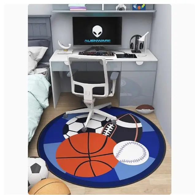 Modern American Style Basketball Football Round Carpet Home Bedroom Living Room Non-slip Soft Mat