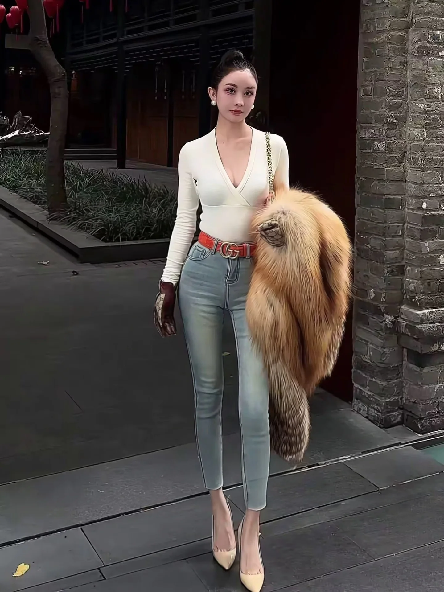 

Ретро джинсы с высокой талией для женщин, эластичные, утягивающие, с эффектом подтяжки ягодиц, универсальные, широкие, укороченные, осенние, хлопковые, фасон «карандаш»